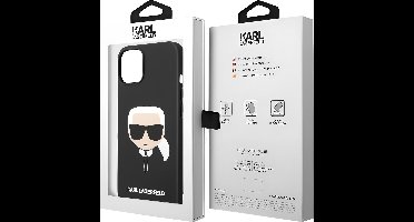 Karl Lagerfeld Silicone Telefoonhoesje voor Apple iPhone 14 Plus - Beschermd, Zwart, Back Cover.