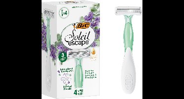 BIC Soleil Escape - Wegwerp Scheermesjes - Voor Vrouwen - 3 Scheerbladen - Scheermes met Geparfumeerde greep - Lavendel en Eucalyptus - 4 Stuks