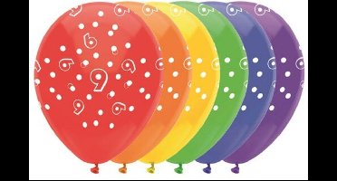 Ballonnen 9 jaar - 6 stuks - Lucht en Helium vulling