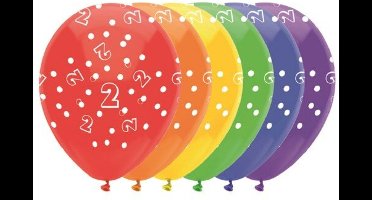Ballonnen 2 jaar - 6 stuks - Lucht en Helium vulling