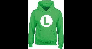 Uniseks Hoodie Super Mario Luigi Badge Groen - 12-13 jaar
