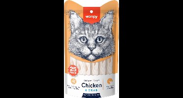 Wanpy Likbare Snacks Kip & Krab - Kattensnacks - 25 Stuks - Kattensnoepjes