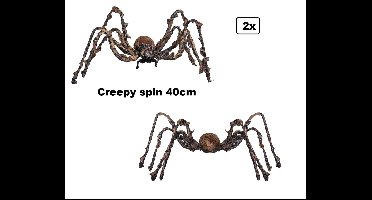 2x Creepy spin bruin 40cm - Halloween horror griezel spinnen scary