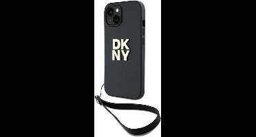 DKNY Polsband Stock Logo hoesje voor iPhone 15 Plus - zwart