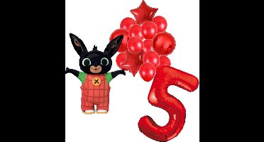 Bing ballonnen pakket - 63x86cm - 5 jaar - Folie Ballon set - Konijn - Themafeest - Verjaardag - Ballonnen - Versiering - Helium ballon