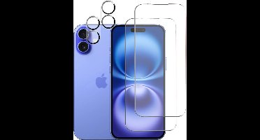 Tempered glass Screenprotectors en Camera lens Geschikt voor iPhone 16 - Beschermglas - Glasplaatje - 2+2 stuks