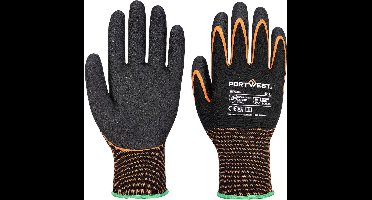 Portwest Grip 15 Nitril Dubbele Palm Handschoen - Zwart/Oranje - XL