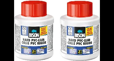 2x potjes Bison hard PVC lijm 100 ml - Montage lijmen - Watervaste lijm