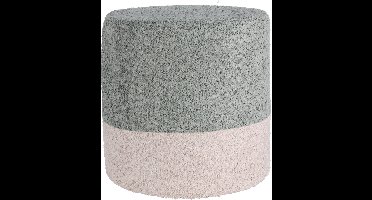 Home & Styling Bouclé Poef - Ø35xH34cm - Grijs/Beige