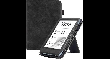 Case2go - E-reader hoes geschikt voor PocketBook Verse / Verse Lite / Verse Pro / Verse Pro Color - Sleepcover - Auto/Wake functie - Met handstrap - Zwart
