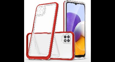 Helder - 3in1 - hoesje voor Samsung Galaxy A22 5G gelcover met frame rood