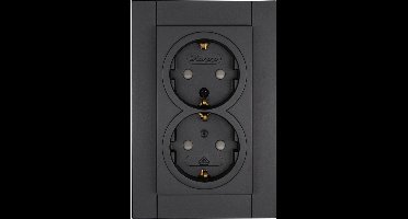 Kopp HK07 stopcontact inbouw met randaarde en kinderbeveiliging 2-voudig antraciet - wandcontactdoos