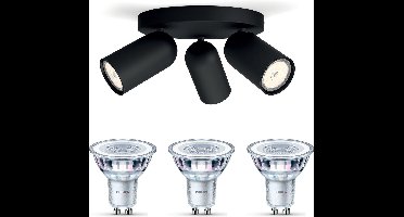 Philips Pongee Opbouwspot (Zwart) - Warmwit Licht - Plafondspot met 3 Lichtpunten - GU10 - Niet Dimbaar