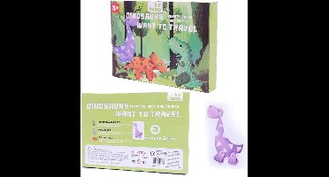 PIA Soft Toys - 3D Dinosaur DIY kit paars - Diplodocus - 23 x 16 x 3 cm