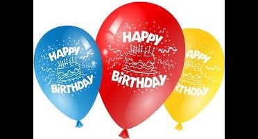 Gekleurde verjaardags ballonnen 25x stuks - Happy Birthday - Feestartikelen versiering