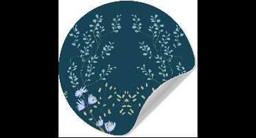 WallCircle® - Behangcirkel 30x30 cm - Muurstickers Design - Bloemen - Pastel - Blauw - Muurcirkel woonkamer - Wandcirkel slaapkamer - Kamer decoratie zelfklevend - Muurdecoratie accessoires