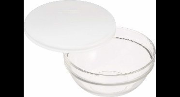 Luminarc Glazen schaal met deksel - 5x stuks - D20 cm - salade en snacks - stapelbaar - vaatwasserbestendig