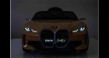 BMW i4 / Elektrische Kinderauto / Beige met Blauw / Met Afstandsbediening / Accuvoertuigen