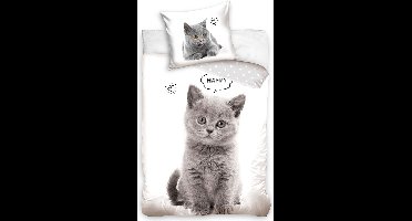 Dreamee Dekbedovertrek kat Brits korthaar - 140 x 200 cm - Katoen 60 x 70 cm