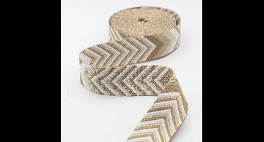 5 Meter ETNISCHE TASSENBAND met PIJL MOTIEF, Breedte 38MM, Kleur BEIGE 08