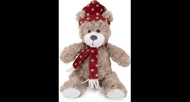 Cupid & Comet Brie Beer Met Muts En Sjaal Rood