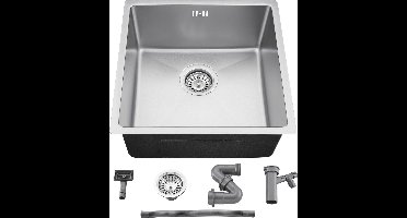 Auralum max Spoelbak 44x44CM - Spoelbak Keuken RVS - Spoelbakken Keuken - Wasbak Keuken