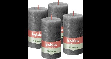 Bolsius - Rustieke Kaars - 4 Stuks - Antraciet - 13cm