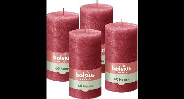 Bolsius - Rustieke Kaars - 4 Stuks - Rood - 13cm