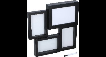 Grundig fotolijst met lichtbox - voor 3 foto's - beschrijfbaar - met marker