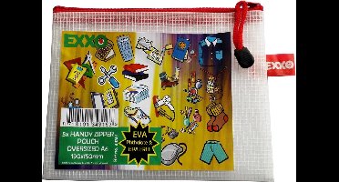 EXXO-HFP #34316 - A6-XL Ftalaat&BPA-vrije Opbergtas - Multi-purpose - Rode rits - 5 stuks (1 pak @ 5 stuks)