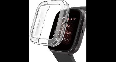 Hoesje + Screenprotector geschikt voor Fitbit Versa 2 - Siliconen TPU Case Transparant geschikt voor Volledige 360 Graden Bescherming - iCall