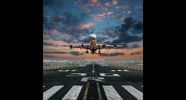 Afbeelding op acrylglas - Opstijgende Vliegtuig , Multikleur , Premium print