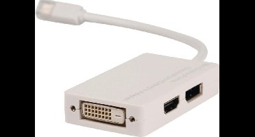 Valueline Mini DisplayPort naar HDMI, DVI en DisplayPort adapter - DP1.1 / wit - 0,20 meter