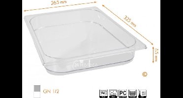 HENDI Gastronorm container – polycarbonaat – 4L – temperatuurbestendig – transparant