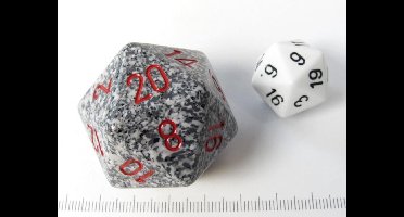 Chessex dobbelsteen, 34 mm 20-zijdig, Speckled Granite