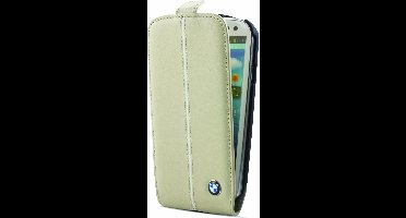 BMW Real Leather Bookcase voor Samsung Galaxy S4 - Cream