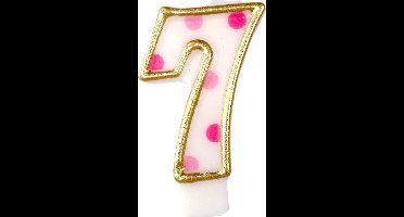 Haza Original Verjaardagskaars Cijfer 7 Goud/roze 6 Cm