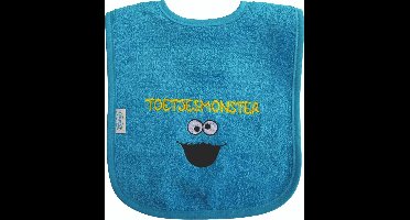 Blauwe (turquoise) slab met "Toetjesmonster" - blauw, blauwe, monstertje, toetjes, toetje, dessert, kraamcadeautje, cadeautje