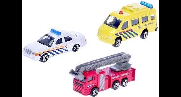 2-play Hulpdienstauto's 8 Cm Wit/geel/rood 3-delig