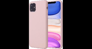 Hoesje geschikt voor iPhone 11 - Matte Back Cover Microvezel Siliconen Case Hoes Roze