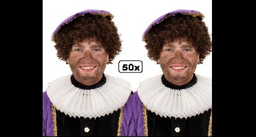 50x Piet page kragen harmonica - pieten kraag crêpe papier wit