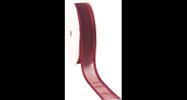 Satin edge Organzalint Wijnrood - 25 mm / 25 mtr.