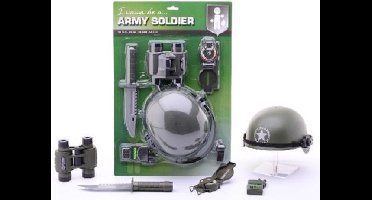 Soldaat verkleedset - kinderen - helm - verrekijker - mes - verkleedaccessoires - verkleedset soldaten