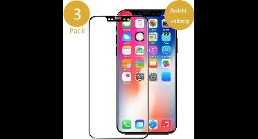 3x Screenprotector Gehard Glas geschikt voor Apple iPhone Xs / X - Volledig Beeld Dekkend Tempered Glass Screen Protector Zwart van iCall
