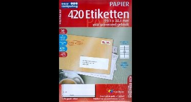 Easy Computing Easy Computing PAPIER: 420 Etiketten - 99.1 x 38.1 mm voor universeel gebruik