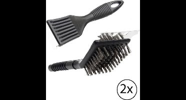 Barbecue borstel - bbq schoonmaken met schraper - set van 2 stuks