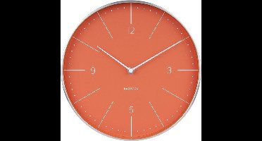Wall clock Normann numbers orange, brushed case