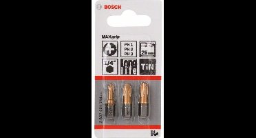 Bosch - 3-delig bitset Max Grip (PH) PH1; PH2; PH3; 25 mm