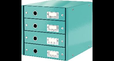 Leitz Wow Click & Store Ladekast Met 4 Laden - 81% Gerecycled Karton - Voor A4 Formaten - Ruimtebesparende Opberger - IJsblauw