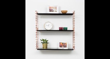 Tomado - Wandrek - Koper & Zwart - Boekenrek - 70x21x68 cm - Uitbreidbaar